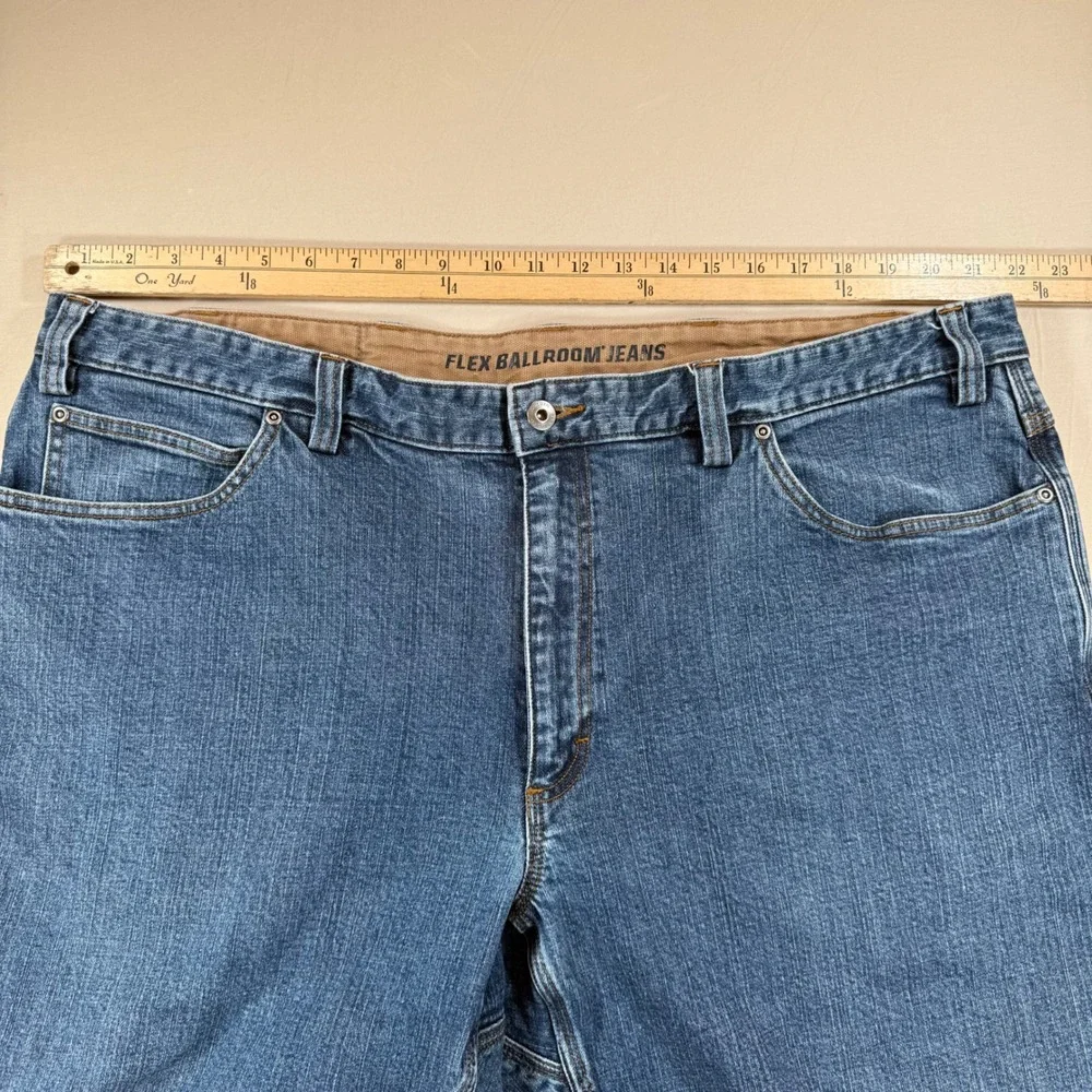 Duluth Trading Co Flex Ballroom Jeans Mens 44x30 Medium Wash Straight Leg